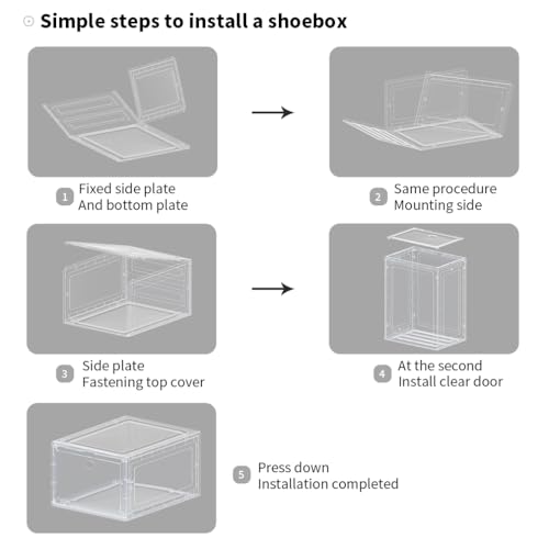 12 Pack Clear Shoe Boxes Stackable for Closet, Drop Front Large Plastic Shoe Containers - color: 12 PACK WHITE