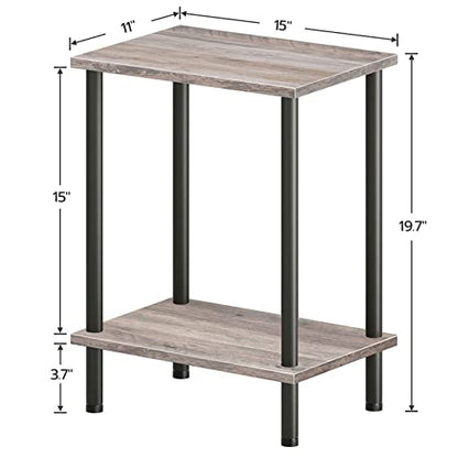 HOOBRO End Tables Set of 2, Small Side Table, Nightstand with 2-Layer Storage Shelves, Sofa Table for Small Spaces, Living Room, Bedroom, Stable Frame, Easy Assembly, Greige and Black BG09BZP201 - color: Greige + Black