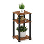 Furinno Pangkor 3-Tier Turn-N-Tube Indoor Outdoor Plant Shelf Wood Side Table with Square Poles, Natural/Black - style: 3 Tier Square Poles