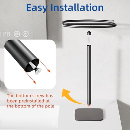RUACQ Hand Towel Holder for Bathroom,12 inch S-Shape Towel Holder Stand, Stainless Steel and Aluminium Standing Towel Rack for Kitchen Vanity Countertop (Matte Black) - color: Black