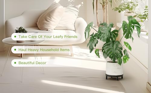 Zhongma 2 Pack 8.7" Fully Assembled Sturdy Potted Plant Stand Flower Pot Holder Heavy Duty Construction, Low Plant Stand for Home Indoor and Outdoor, Sturdy plant riser and saucer without Installation Required - size: 2 Pack 8.7" Metal Plant Stand