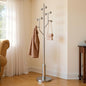 Coat Rack Freestanding Metal Coat Tree with 8 Metal Hooks | Heavy Duty Standing Coat Rack, Stainless Steel Marble Base, Coat Hanger Stand for Bedroom Entryway Hallway, Hat, Bags - color: Silver - Polished Chrome