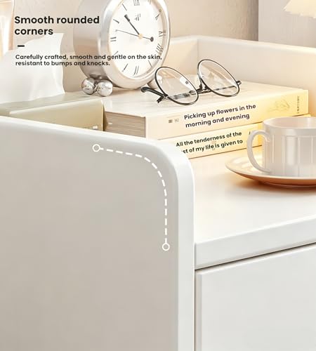White NightStand Modern Small Home Side Tables Bedside Table with Drawers Bedroom Storage Cabinet Rental Room Living Room(12.6x10.2x18.9inch) Need to Assemble by oneself