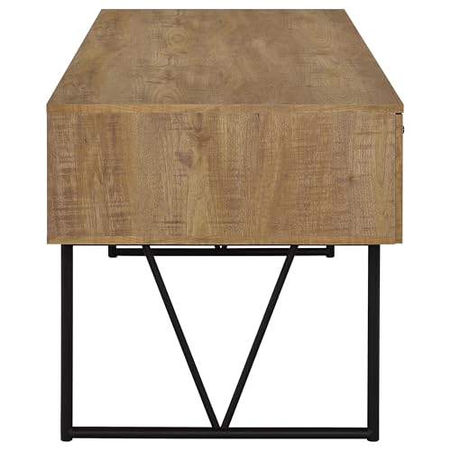 Coaster Home Furnishings - Analiese - Wood - 4-Drawer Writing Desk with Metal Legs, and V-Bracing Profile - Home Office - 63-Inch - Mango - 801851 - color: Mango