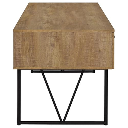 Coaster Home Furnishings - Analiese - Wood - 4-Drawer Writing Desk with Metal Legs, and V-Bracing Profile - Home Office - 63-Inch - Mango - 801851 - color: Mango