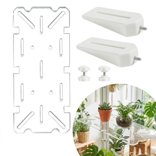LUVCOSY 1 Pack Rectangular Acrylic Side Mount Bracket Shelf for IKEA Milsbo Tall & Wide Greenhouse Cabinet - 8mm Thick, Small Plant Display Shelf (Cabinet not included)