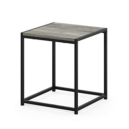 Modern End Table with Metal Frame, Easy Assembly Night Stand, Square Open Frame Bedside Table, Side Table, for Bedroom, Living Room, French Oak Grey - color: French Oak Grey, size: 1 Tier, Set of 1