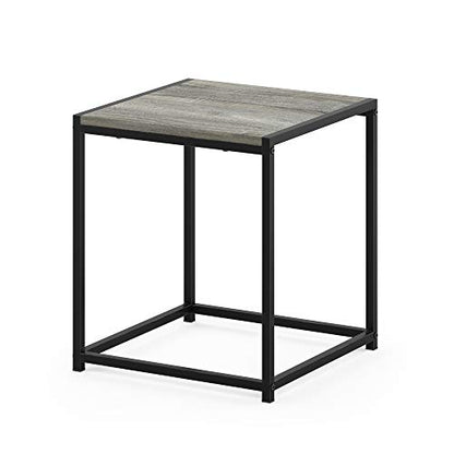 Modern End Table with Metal Frame, Easy Assembly Night Stand, Square Open Frame Bedside Table, Side Table, for Bedroom, Living Room, French Oak Grey - color: French Oak Grey, size: 1 Tier, Set of 1