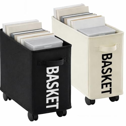 AceOrbit Under Desk Rolling Storage Basket with Wheels; Foldable Space-Saving Organizer for Books, Files & Office Supplies, 21l Lightweight Desk Storage for Home, Dorm & Office