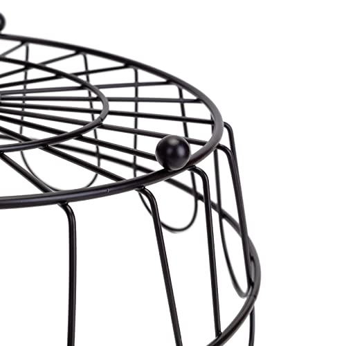 HANZE 2-Tier Farmhouse Fruit Basket Stand, Wire Fruit Vegetables Countertop Storage Rack, Multifunctional Detachable Bread Snack Holder Bowl for Kitchen and Bathroom Organization - Black - color: 2-Tier(Black)