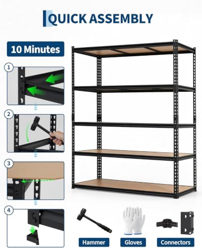 Heavy Duty 3-Tier Adjustable Metal Garage Shelving Unit – 1500 lbs Capacity, 60" W x 24" D x 36" H, Carbon Steel Freestanding Storage Shelf for Basement, Warehouse, Kitchen – Black Matte Hole - size: 60x24x36"