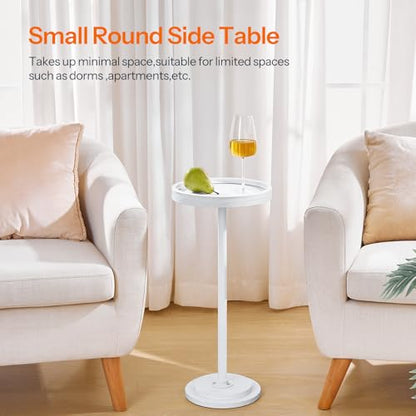 HOOBRO Small Round Side Tables, Set of 2, Drink Tables, Coffee Martini Tables with Pedestal Accent for Small Spaces in Living Room, Bedroom, Sofa Couch, White WW168BZP201 - color: White