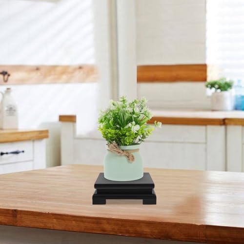 VICASKY Wood Display Base 5.90 X 5.90 X 1.96 in Square Vase Pedestal Stand Decorative Wooden Display Stand for Plant Pot Bonsai Buddha Statue Tea Set Home Office Decor