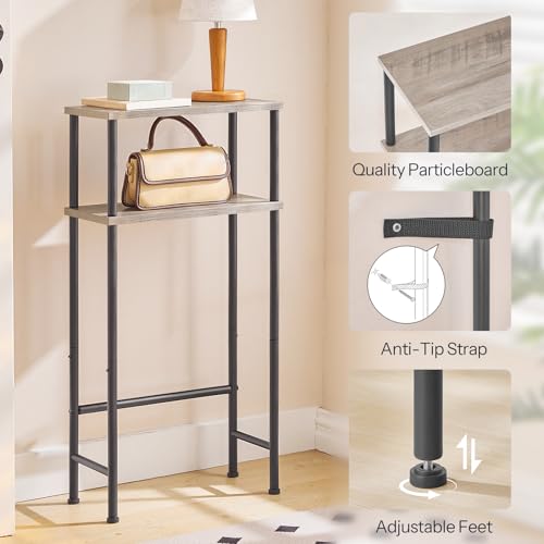 HOOBRO Narrow Console Table for Small Space, 15.7" Entryway Table with Storage, 2 Tier Sofa Table with 2 Shelves, Skinny Console Table for Entryway, Hallway, Living Room, Greige and Black BG40XG01 - color: Greige + Black