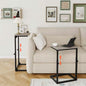 7-Level Adjustable C-Shaped End Table, Small Side Table for Couch, Sofa TV Tray Table for Living Room, Bedroom, Bedside ET-SA-GYW1 - color: Greige