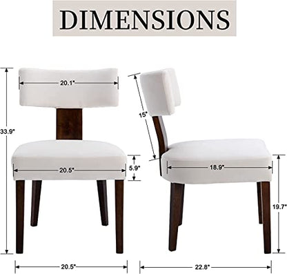 RIVOVA Set of 4 Modern Dining Chairs, Farmhouse Velvet Upholstered Dining Room Chairs Kitchen Chairs Side Armless Chairs with Curved Backrest Wood Legs, Cream - color: Cream Curved