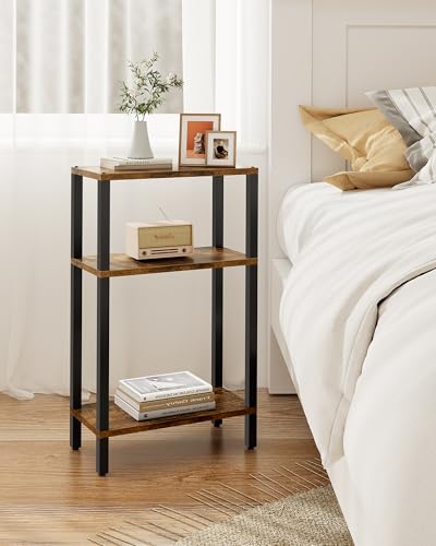 TUTOTAK Small Side Table, Narrow End Table, Skinny Sofa Table, Slim Nightstand, Couch Table, Living Room, Bed Room, Brown TB01BB077 - color: Brown, size: 3-Tier（7.9"D x 15.8"W x 26"H）