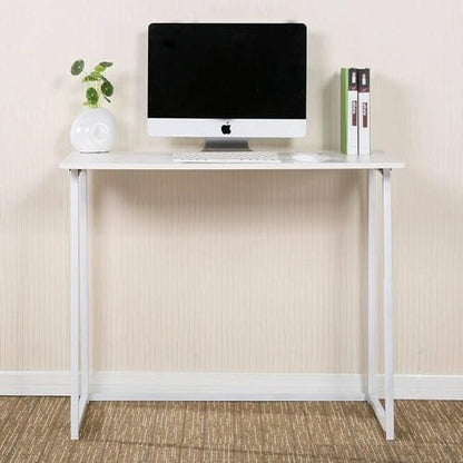 Folding Small Desk - Versatile Laptop Study Writing Table - White - Space-Saving Design - Perfect for Home Office