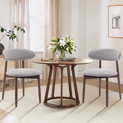 COLAMY Wooden Dining Chairs Set of 4, Modern Fabric Upholstered Dining Room Chair, Farmhouse Kitchen Chair with Foot Pegs, Light Grey - color: Lightgrey, size: Set of 4