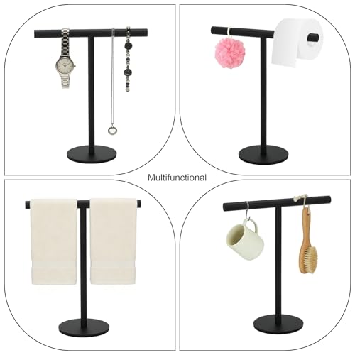 T-Shape Towel Holder, Black | Towel Rack Stand, Bathroom Vanity Countertop, Bathroom Kitchen - color: Black-1pc