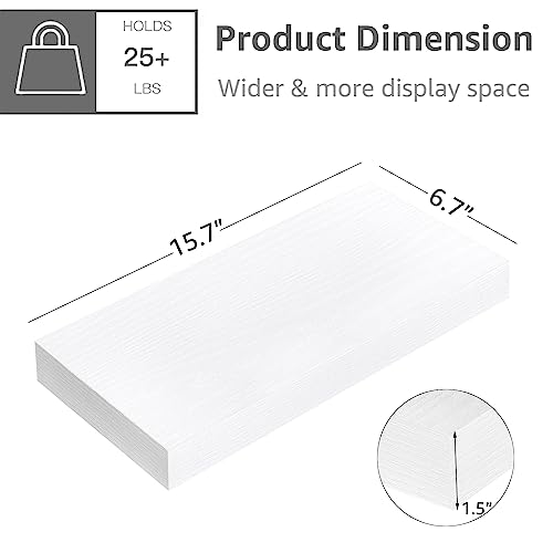 QEEIG Floating Shelf for Wall Bathroom Shelves Bedroom Kitchen Living Room Farmhouse Small Book Shelf 16 inch Set of 1, White (015-W1) - color: C. White, size: 15.7" x 6.7"
