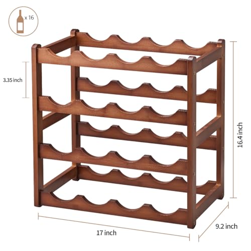 Bamboo Wine Rack,4 Tier, Wine Bottle Holder, Hold 16 Bottles for Home Kitchen, Dinging Room, Pantry, Cabinet, Bar - color: 4 Tier Brown