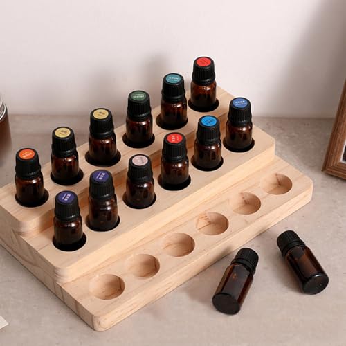 2 Pack Solid Wood Essential Oil Organizer 3-Tier Display Stand Holder Essential Oils Racks Tabletop Storage Rack for 5-20ml Bottles Perfumes and Nail Polish Compact Shelf - style: 3 Layers