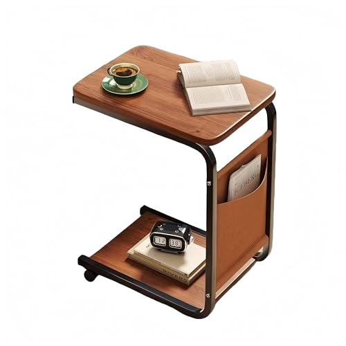 DJDLMDD Multi-Purpose Storage C Table End Table TV Tray Table for Small Spaces, Side Tables with Wheels for Living Room and Bedroom for Small Spaces, Couch Tables, That Slide Under, with Wheels