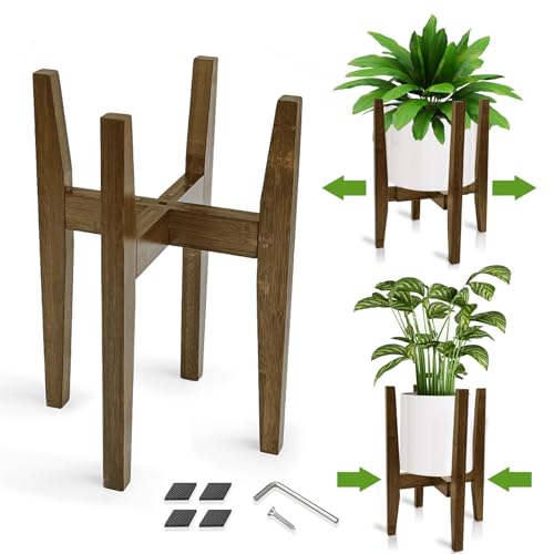 Plant Stand Indoor, Adjustable Bamboo Plant Holder, Modern Flower Pot Holder Rack, Plant Shelf, Fits 8 to 12 Inches Potts (Pot & Plant Not Included)