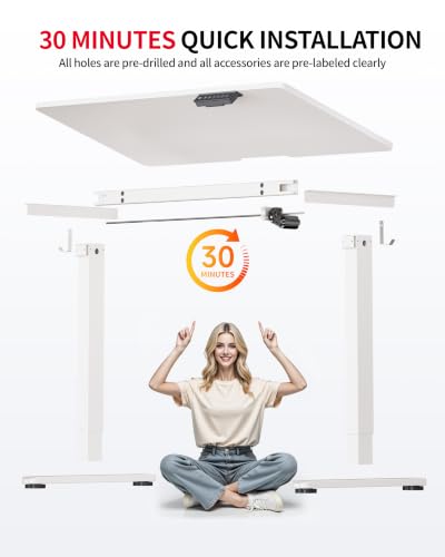 Okin Standing Desk Electric Adjustable Computer Whole Piece Stand up Desk Office Gaming Home Office Memory Desks 48x24 inches White - color: White, size: 48 Inch