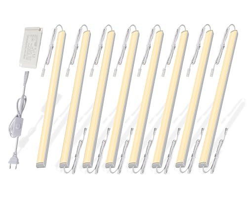 Cefrank Under Cabinet LED Lighting Kit, 8-Pack 12 Inch V-Shape Light Bars | 1600LM, 3000K Warm White, Plug in or Hardwired, Linkable LED Strip, For Kitchen Cabinet, Closet, Shelf - color: Warm White
