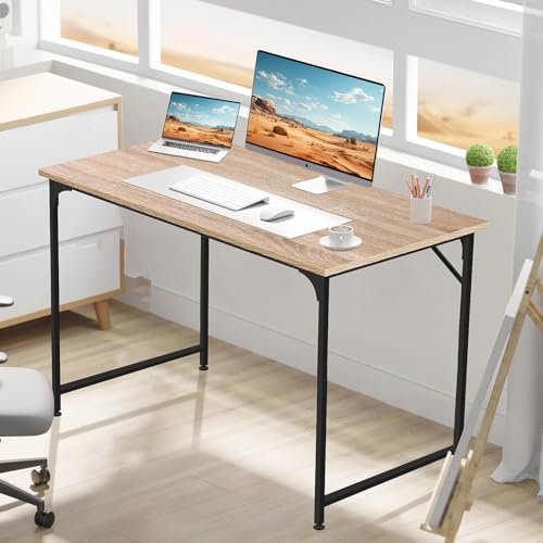 BLKMTY 39" Computer Desk, Home Office Writing Desk Wood PC Study Table Work Desks Modern Simple Style Laptop Table with Metal Frame and Smooth Tabletop for Workstation Bedroom, Nature - color: Nature, size: 39 Inches