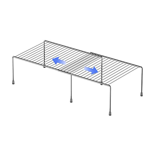 Redrubbit Expandable Metal Rustproof Kitchen Counter & Cabinet Shelf, Chrome, 1 Shelf, Modern Style, Kitchen Storage & Organization Product Accessories - color: Chrome