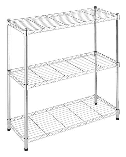 Whitmor 3 Tier Shelving Unit, Metal Storage Shelves, 400 lbs Capacity per Shelf, 1200 lbs Total, Durable Heavy Duty Shelf for Kitchen, Garage, Plant, 36" L x 14" W x 36" H, Chrome - color: Sliver, size: 3-TIER,36"L x 14"W x 36"H