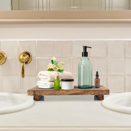 2pcs Wood Pedestal Stand, Wooden Riser Soap Tray for Kitchen Counter Sink Stand Decorative Rustic Bathroom Dishes Table Decor (9 * 6inch)