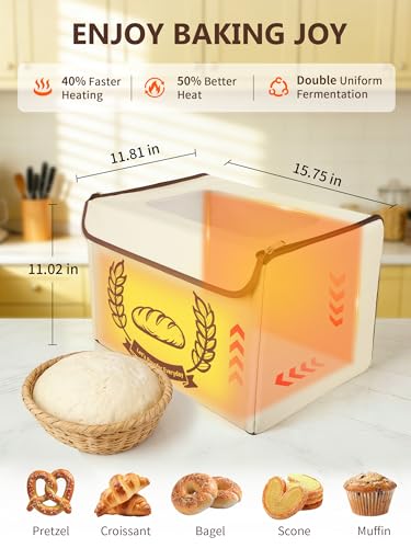 Folding Bread Proofing Box Dough Proofer, Electric Sourdough Warmer with 68-131°F Temp Control & 99H Timer, Dough Proofing Box Basket with Metal Rack for Baking Pizza, Yogurt, Kombucha, Large Capacity