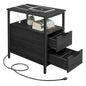 VASAGLE Side End Table with Charging Station, Slim Nightstand with 2 Drawers, Narrow Bedside Table for Living Room, Small Spaces, Charcoal Gray and Ink Black ULET321B22V1S - color: Charcoal Gray + Ink Black, size: 23.6"D x 11.8"W
