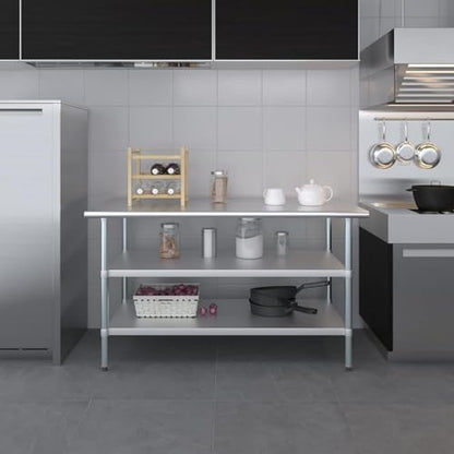 Stainless Steel Work Table with Double Undershelf – Heavy-Duty Commercial Prep Table for Restaurant, Bakery, Kitchen – NSF Certified (30 x 60) - size: 30 x 60