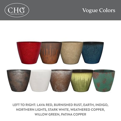 Vogue Resin Planter, Pottery Finish Garden Pot, 8” Stark White | Hand-Painted Finish Plant Pots, Lightweight Indoor Outdoor Planter, UV-Resistant, Great for Patio, Home & Garden Decor Accent