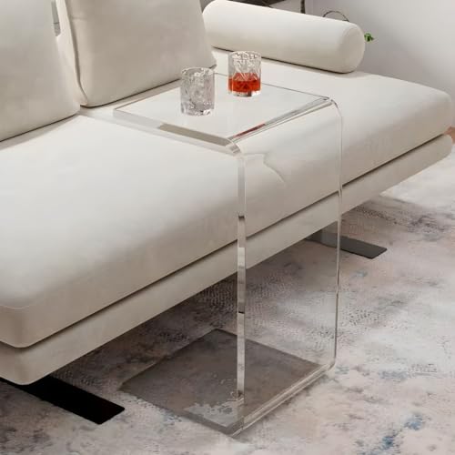 Acrylic Side Table,C Shaped End Table, Acrylic Sofa Side Table, Bedside Table for Bedroom Small Simple Modern Coffee Table Suitable for Living Room (Transparent) - color: Transparent