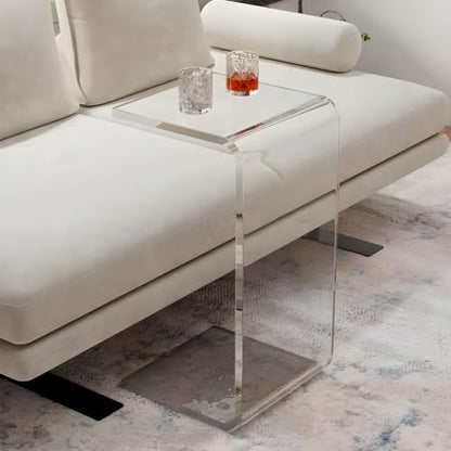 Acrylic Side Table,C Shaped End Table, Acrylic Sofa Side Table, Bedside Table for Bedroom Small Simple Modern Coffee Table Suitable for Living Room (Transparent) - color: Transparent