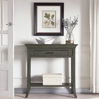 Topol Tray Edge Solid Wood Console Table with Drawer and Shelf, Smoke Gray Wash, Perfect for Entryways, Hallways, and Living Rooms – Leick Home, 10127-GR - color: Smoke Gray