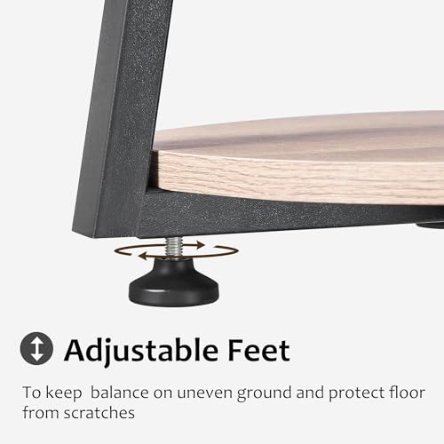 BEWISHOME Round End Table with Charging Station, Side Accent Table with 3-Tier Shelves, Small Couch Table for Living Room Greige KTZ51G - color: Beige, size: with PowerOutlet