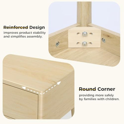 FUNKOCO Small Wood Desk with Drawers - 40 Inch Home Office Study Writing Desk for Bedroom, Vanity Desk with 4 Solid Legs, Modern Computer Desk for Small Spaces - color: Wood
