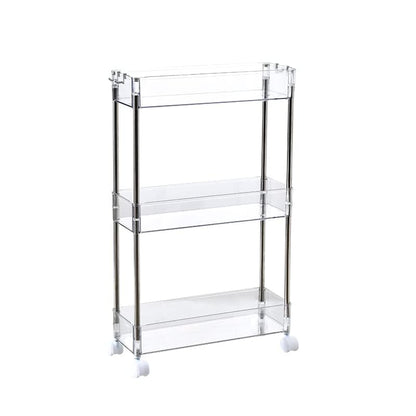 Chris.W Slim Storage Cart 3 Tier with Wheels, Clear Bathroom Cart Organizer, Mobile Shelving Unit Rolling Utility Cart, Slide Out Organizer for Kitchen, Bathroom, Laundry, Narrow Places, Office 5.2" W - size: 5.2" W