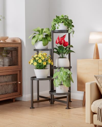Kitsure Plant Stand Indoor & Outdoor - 5-Tier Plant Shelf with Deep Trays | Deep Trays & Leveling Feet, Easy Assembly, Space-Saving Tiered Plant Stand, for Bedroom, Living Room, Porch