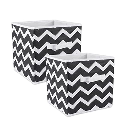 DII Non Woven Polyester Storage Bin, Chevron, Black, Small Set of 2 - color: Black, size: Small Set of 2