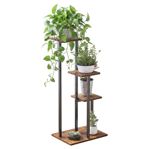 3 Tier Plant Stand Indoor, Tiered Plant Stands for Indoor Plants Multiple, Corner Flower Stand for Living Room, Multi-Layer Vintage Design Plant Shelf | Sturdy wood structure, space-saving corner design. Multi-layer rack holds multiple potted plants,ideal
