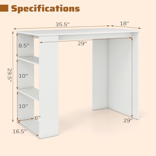 Giantex Small Computer Desk, 36 Inch Compact Home Office Desk with Storage Open Shelves & Anti-Tipping Kit, Makeup Vanity Table, Student Teen Study Writing Desk for Small Space, White