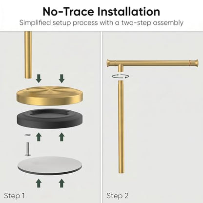 Hoimpro 13" Brushed Gold Stand Hand Towel Holder Bathroom Kitchen Countertop Towel Rack Towel Bar Ring Free Standing Counter T Bath Accessories Freestanding Vanity Sink Hardware Stainless Steel - color: Brushed Gold